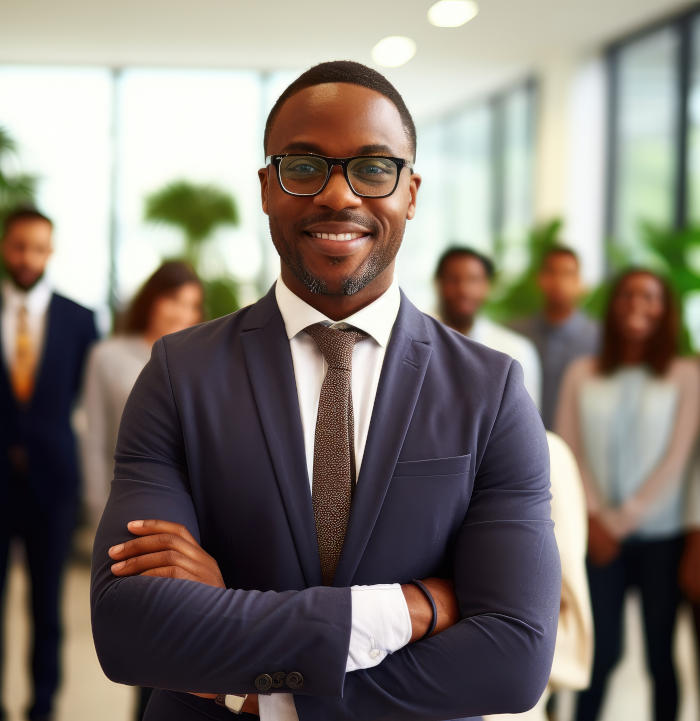 Team lead with standing with his team members