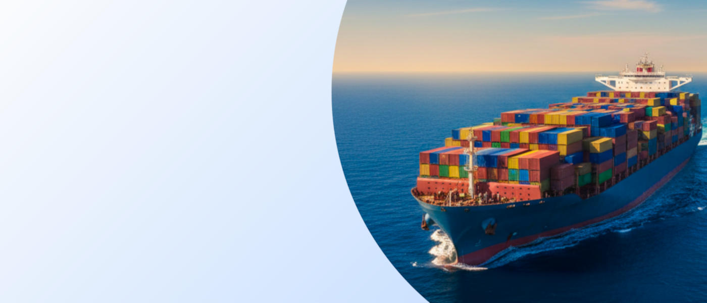 A cargo ship carrying goods at sea